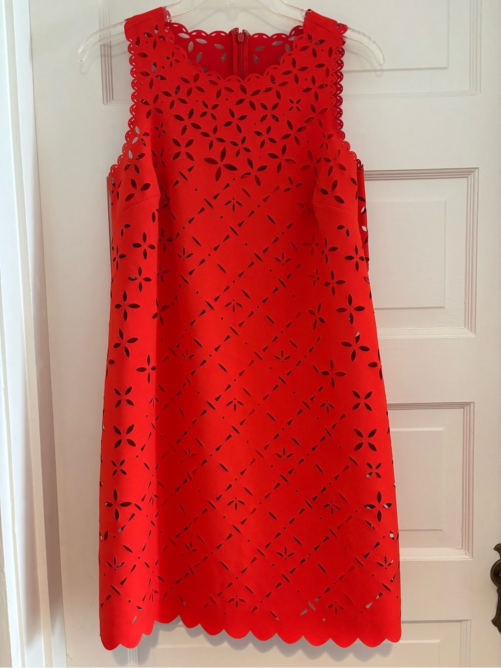 J. Crew Red Laser-Cut Sleeveless Shift Dress